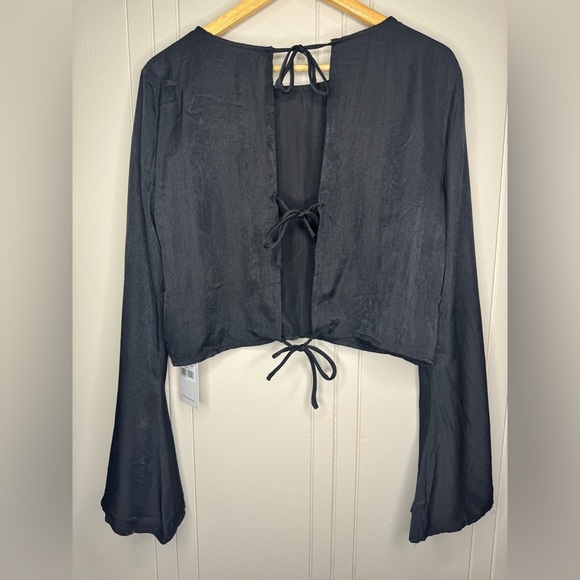 Princess Polly Rhydian Long Sleeve Tie Top Black - Picture 10 of 15